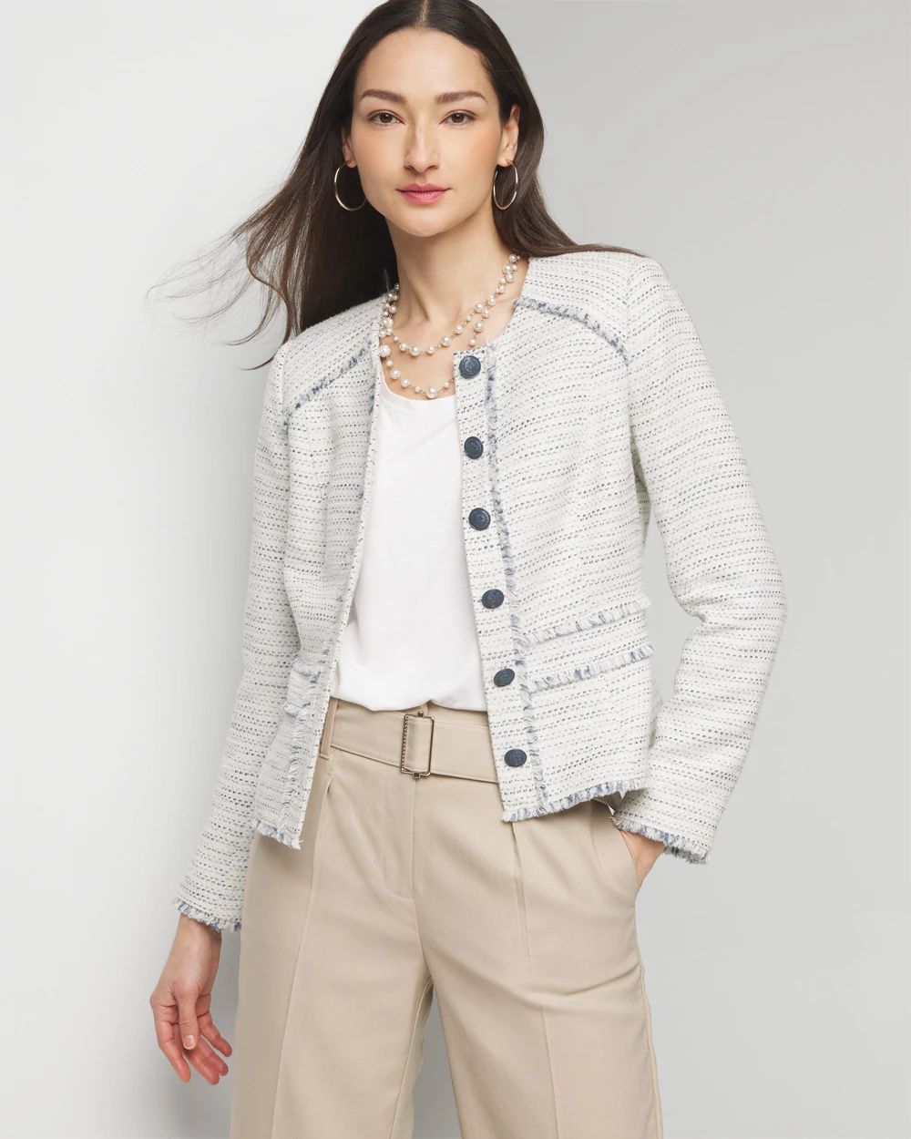 Tweed jacket white top